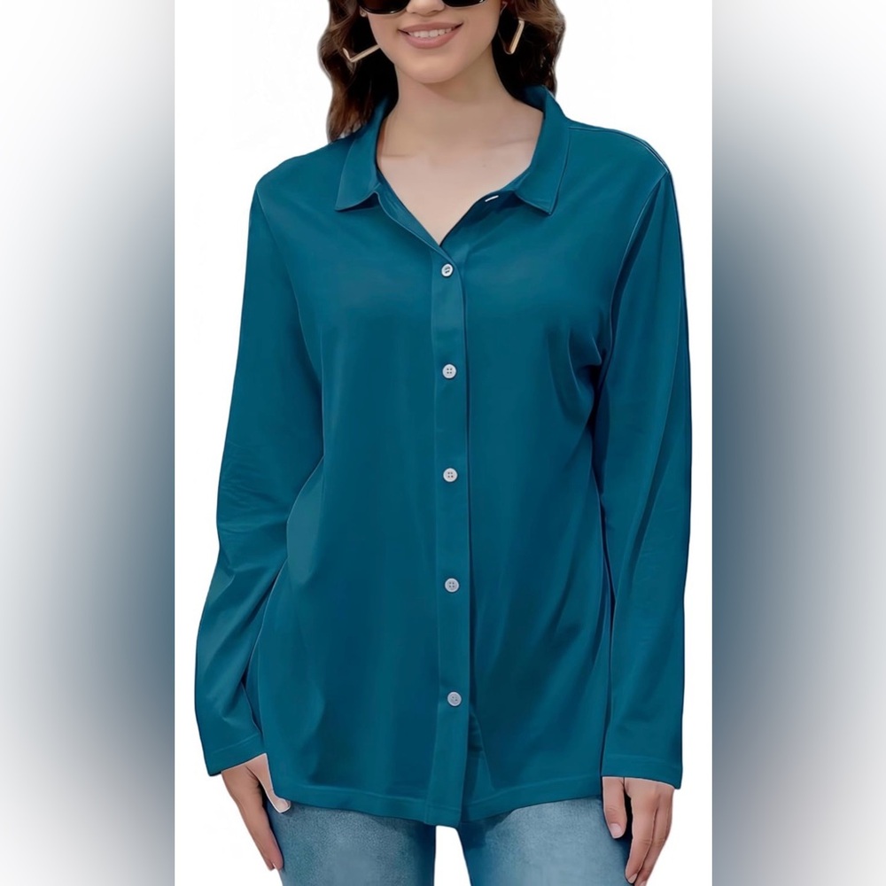 NIB Microsubtle Women's Button Down Long Sleeve‎ Wrinkle Free Blouse - Size: S